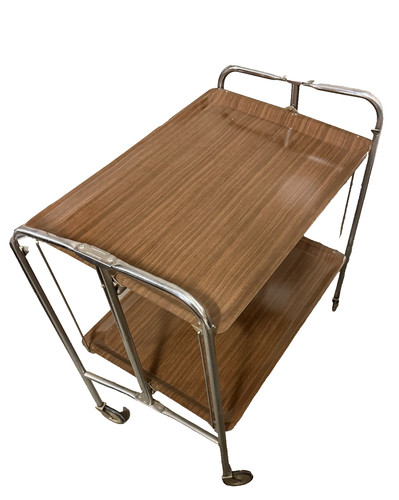 Vintage brown serving cart - serving,